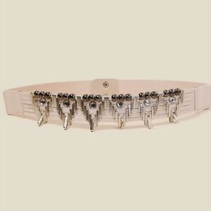 Beige Embellished Stretch Waist Belt - Women Accessories